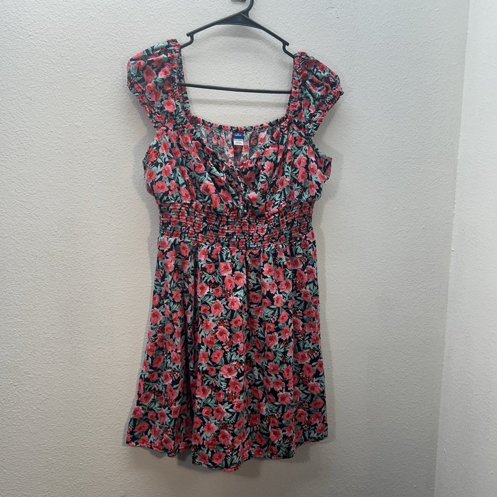 Old Navy Dress‎ Womens M P Floral Smocked Waist Milkmaid Babydoll Coquette